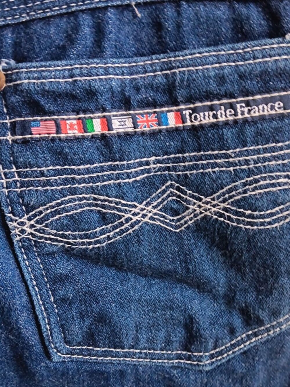 True Vintage Disco Jeans 36x25 FIT 80's INDIGO TOUR DE FRANCE DISCO POCKET 70s